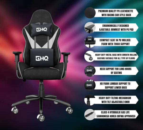 Grey - Nitro Gaming Chair (Breathable Fabric)